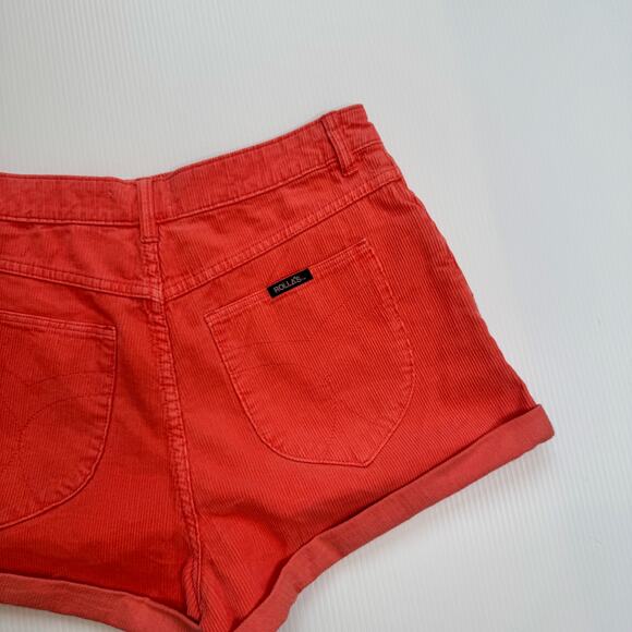 Rolla’s Dusters Corduroy High Rise Slim Shorts Orange Red Women’s 30 90s Retro - Picture 16 of 16